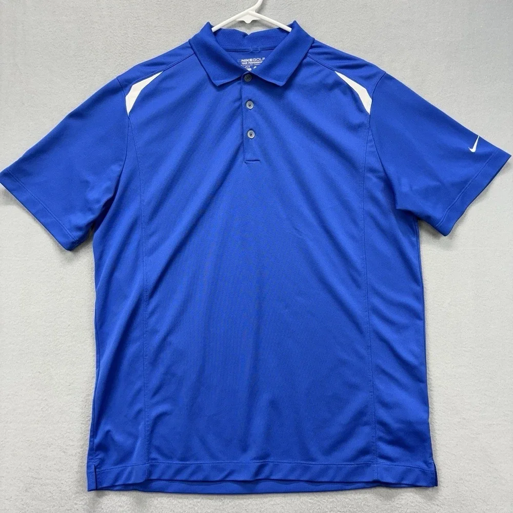 Nike Golf Tour Performance Polo Shirt Mens L  Dri-Fit ‎ Climatech Blue Stretch